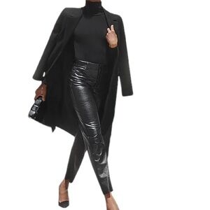 Express  Pant Sz 8 Super High Waisted Croc Embossed Faux Leather Crop Straight